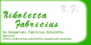 nikoletta fabricius business card